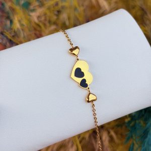 Black heart steel bracelet