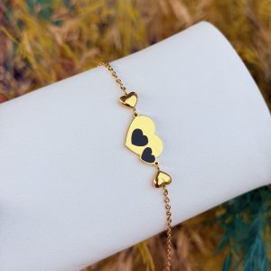 Black heart steel bracelet