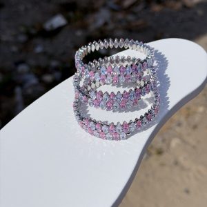 Silver pink zircon bracelet