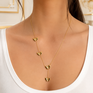 Gold butterfly drop necklace
