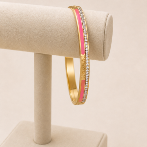 Golden bracelet pink 014