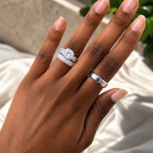 Male and female silver wedding ring 003size(10)
