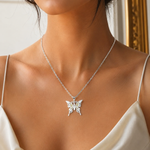 Silver flutter necklace