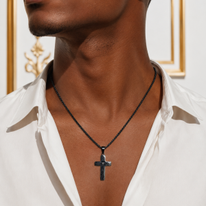Black imperial cross necklace