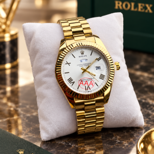 Roman gold white face male  Rolix watch