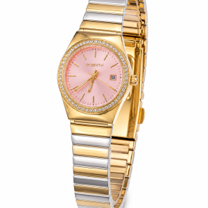 Rebirth pink  face two toned watch with box