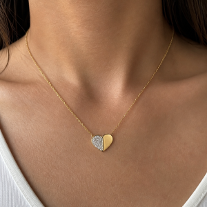 Half shine gold necklace