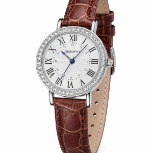 Rebirth silver  brown leather strap with box