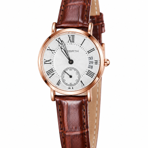 Rebirth brown leather chronograph watch