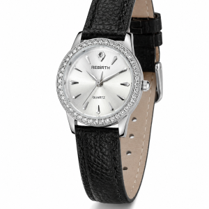 Rebirth black face leather watch 002
