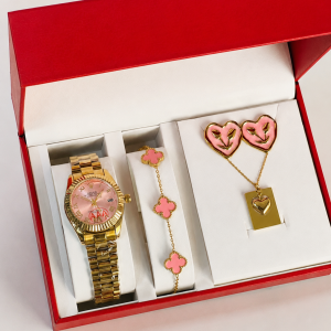 Rolex pink face watch combo no box