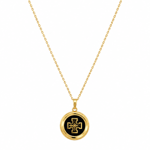 Gold black circle necklace