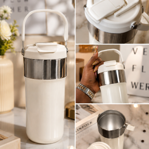 Engraved white mug water bottle