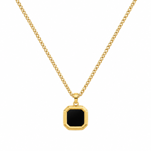 Black square gold necklace