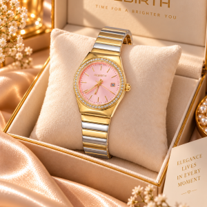 Rebirth pink  face two toned watch no box