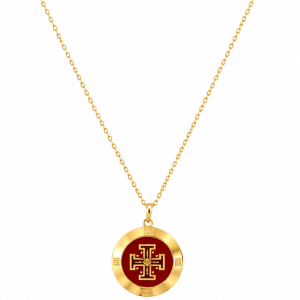 Gold circle red necklace