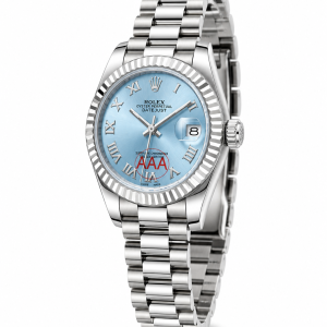 Roman silver blue face female  Rolex watch