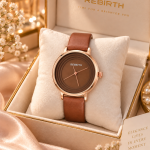 Rebirth  brown circle leather watch not with box