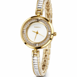 Rebirth gold stoned strap watch