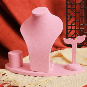 Pink suede set display mannequin