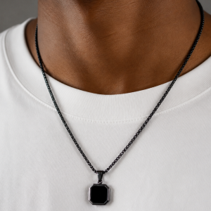 Black square necklace