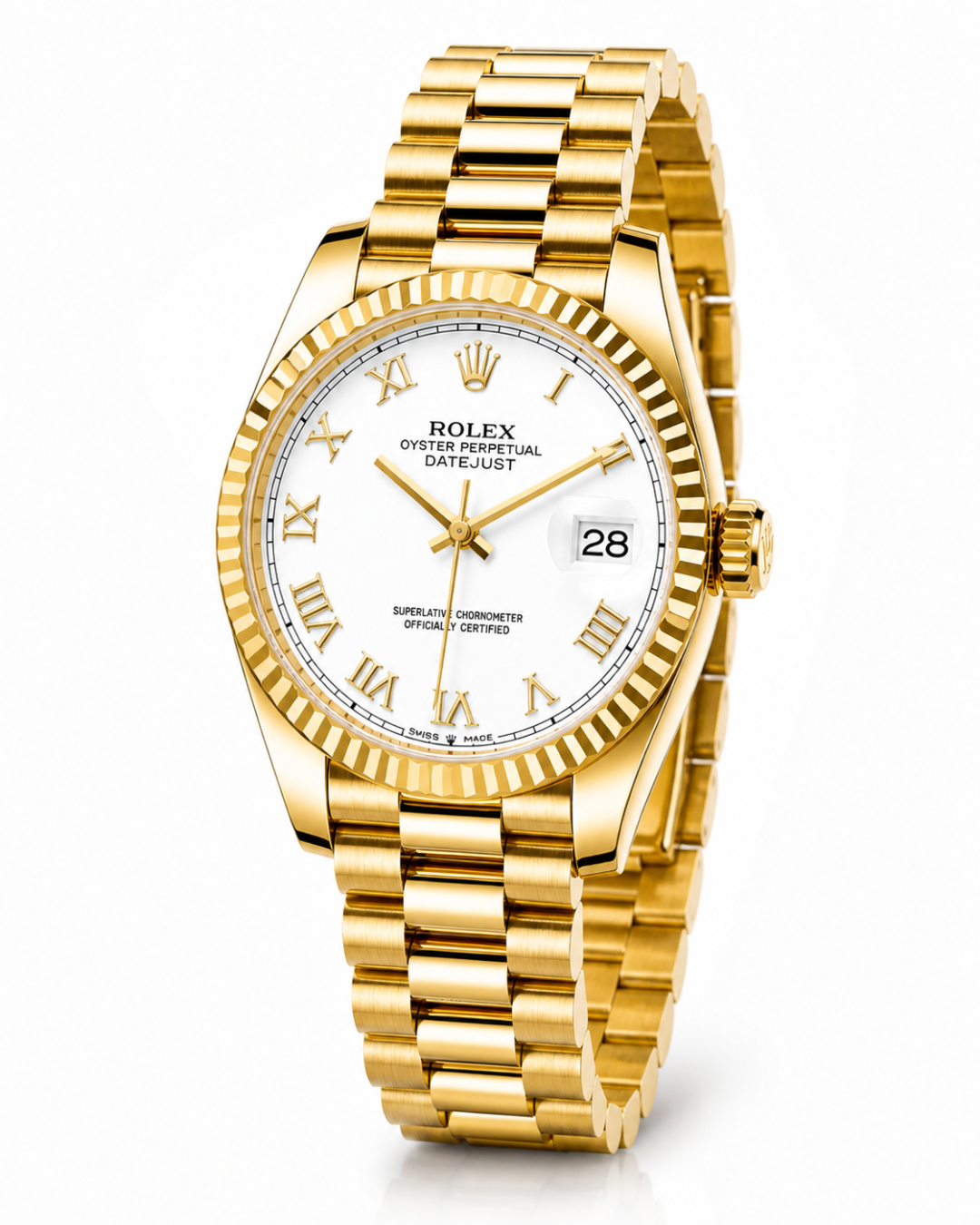 Roman gold white face female Rolex watch – Gold Diggers Jewelries