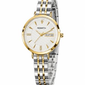 Rebirth two toned white face intertwined watch
