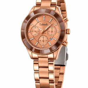 Labaoli rose gold circle face watch comes boxed
