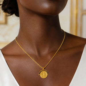 Gold circle cross necklace