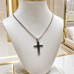 Silver open cross necklace