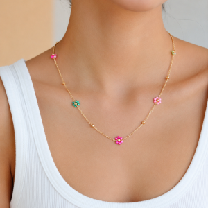 Multi colored flower necklace