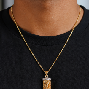Two toned steel Jesus necklace