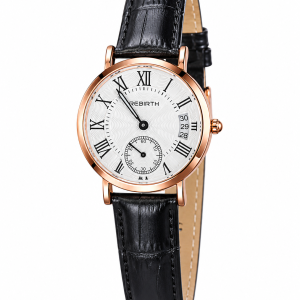 Rebirth black leather chronograph watch