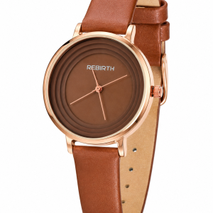Rebirth  brown circle leather watch with box