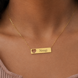 Engraved love gold necklace 003