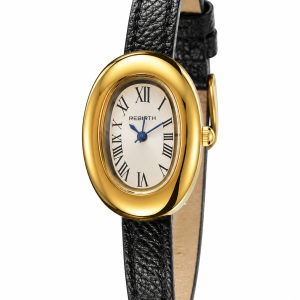 Rebirth black leather watch with box
