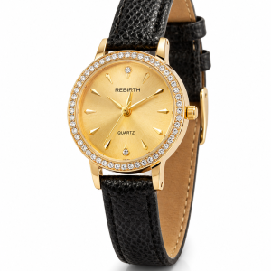 Rebirth gold face leather watch