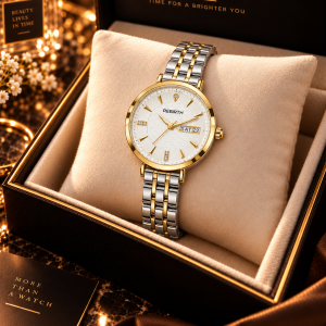 Rebirth two toned white face intertwined watch