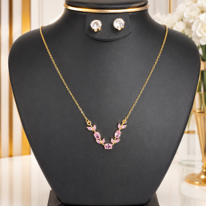 Pink crystal gold set