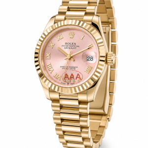 Roman gold pink face female  Rolex watch