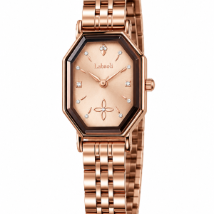 Labaoli rose gold stoned hex face watch comes boxed