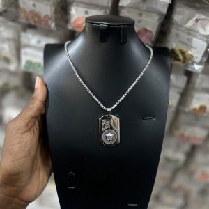 Silver male necklace