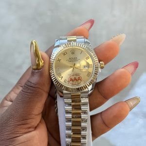 Roman two toned gold face male Rolex watch