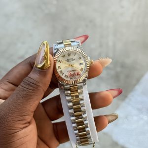 Roman two toned white face female Rolex watch