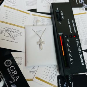 Moissanite cross flat necklace