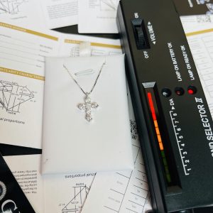 Moissanite cross stud necklace