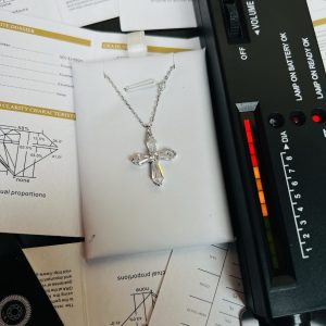 Moissanite cross glazed necklace