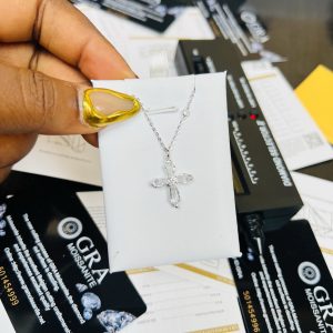 Moissanite cross glazed necklace