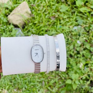 Rebirth silver combo wrist watch