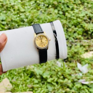 Rebirth black gold face watch combo